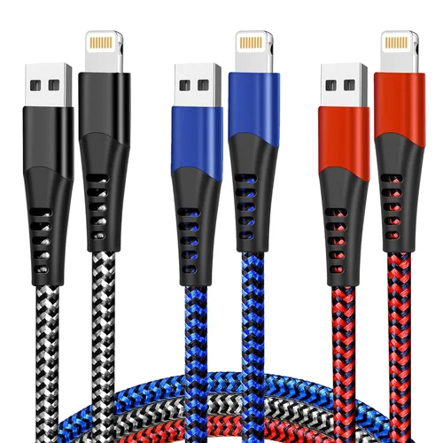 Vista 11 de cugunu Cargador para iPhone, 5 unidades de 3/3/6/6/10 pies, con certificación MFi de Apple, cable Lightning USB de nailon trenzado, cable de carga