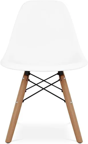 Vista 3 de Sillas de plástico y madera de 21.75 pulgadas para sala de juegos para niños en blanco (juego de 2)