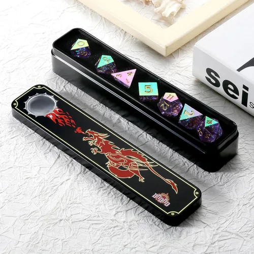 Vista 99 de DNDND Dados de Resina Ojo DND de Borde Afilado Dado de D&D con Estuche de Regalo para Juego de Dungeons and Dragons (Ojo de Dragón Verde)