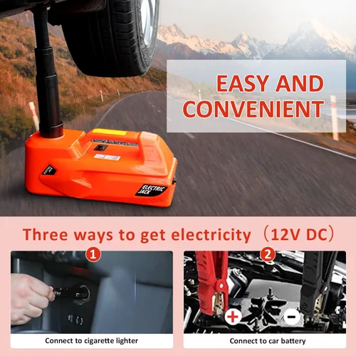 Vista 4 de ZAISHANG Gato eléctrico para coche de 5 toneladas y 12 V, elevador hidráulico para coche (rango de elevación: 6.1 ~ 17.7 pulgadas) Martillo