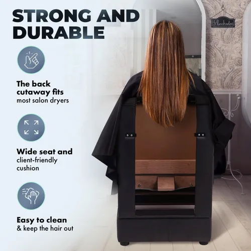 Vista 4 de Buy-Rite Kate - Silla profesional de secador de pelo, silla de salón comercial con marco de madera, cojines gruesos, brazos extraíbles y espalda