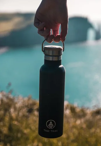 Vista 5 de Botella de agua de acero inoxidable, aislada, indestructible, respetuosa con el medio ambiente