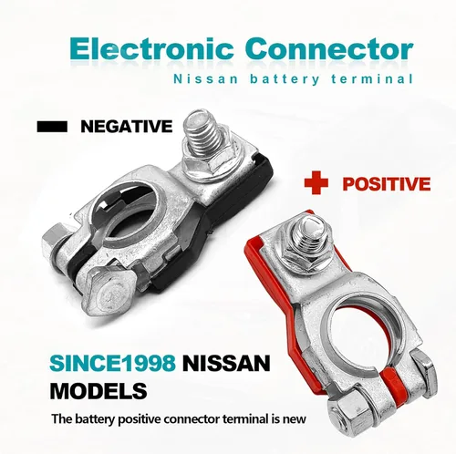Vista 4 de 1 par de conectores de terminal de batería premium para Nissan - Compatible para Nissan, Rouge, Maxima, Murano, terminales de batería positivos