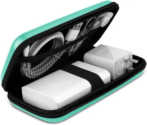 Vista 12 de iMangoo - Estuche de viaje a prueba de golpes, funda rígida, resistente al impacto, con organizador de cable USB, accesorios, bolsillo organizador
