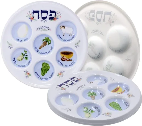 Vista 13 de The Dreidel Company Classic Seder Plate - Plato desechable para seder, paquete de 2 platos desechables de plástico de calidad de lujo de 10 pulgadas