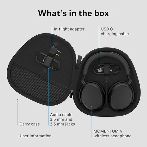 Vista 9 de Sennheiser Momentum 4 Wireless - Auriculares inalámbricos con cancelación de ruido, auriculares Bluetooth para llamadas nítidas con cancelación