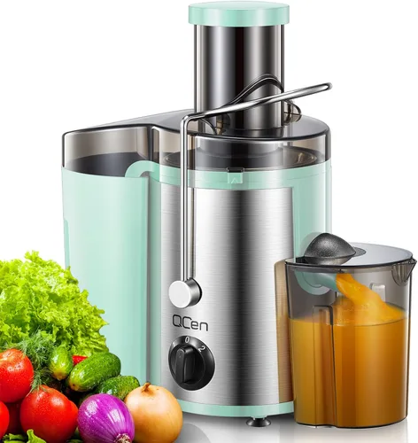 Vista 14 de Máquina exprimidora, extractor centrífugo de 800 W, con conducto de alimentación de boca ancha de 3 pulgadas para frutas y verduras, fácil de Rojo