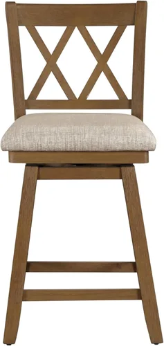 Vista 39 de Home Brookline Swivel Bar Stool Chair with 360° Turn Mechanism, Rustic Farmhouse Stools for Kitchen Counter with Cushion, 24" Seat Height, Black