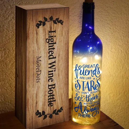 Regalos de Navidad para mujeres – Regalos para mejores amigos 2025 – Luces de botella de vino con corcho – Decoración de lámpara iluminada para