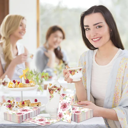 Vista 5 de 100 servilletas de papel florales de acuarela para invitados, servilletas desechables de 3 capas, servilletas de papel decorativas para boda, novia