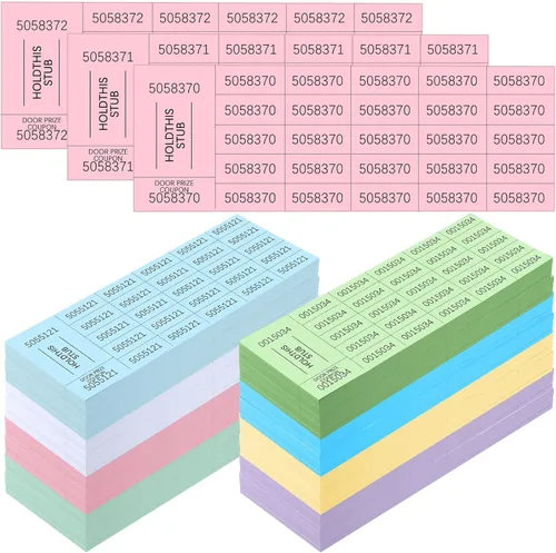 Vista 12 de Kosiz 2000 hojas de boleto de rifa, 25 boletos de subasta chinos, bandeja complicada para rifas, para recompensas de clase escolar, carnaval