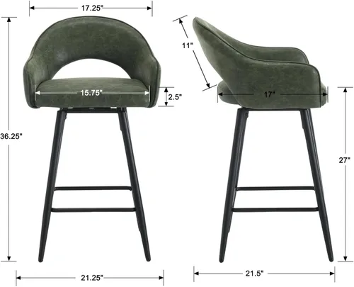 Vista 46 de DUOMAY Juego de 2 taburetes de bar giratorios, modernos taburetes de altura de mostrador de 26 pulgadas, silla de isla de cocina tapizada de Blanco