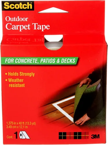 3M Scotch - Cinta adhesiva de doble cara para alfombra, 1.3 x 40 pies, agarre resistente para alfombras de interiores y exteriores, para suelos de