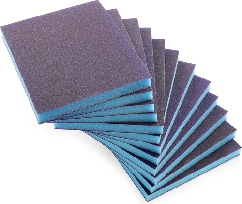 Vista 33 de 4 esponjas de lijado de grano 100, bloques de lijado medianos lavables y reutilizables, esponja de papel de lija seco húmedo para madera, metal