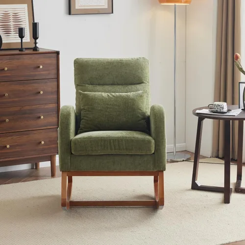 Vista 15 de VINGLI Teddy - Mecedora de forro polar para asiento bajo, silla tapizada para cuarto de bebé, con bolsillos laterales, sillón decorativo