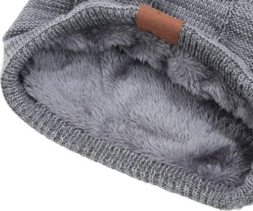Vista 108 de REDESS Gorro de lana para hombres y mujeres, gorros de invierno cálidos de punto holgados y gruesos tipo calavera A1 negro