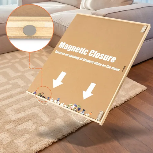 Vista 4 de Lavievert Mesa de rompecabezas de 1500 piezas con 4 cajones y cubierta, meseta de rompecabezas de madera con juego de alfombrilla de rompecabezas