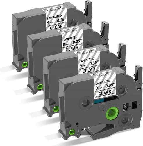 Vista 16 de Cinta transparente laminada de 0.47 pulgadas de repuesto para cinta de etiquetas Brother P-Touch negra sobre transparente TZe-131, compatible