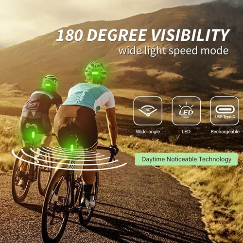 Vista 3 de Luces LED de seguridad para bicicleta, luz trasera de bicicleta rojo/verde, linterna de seguridad trasera de bicicleta, recargable por USB C, 4