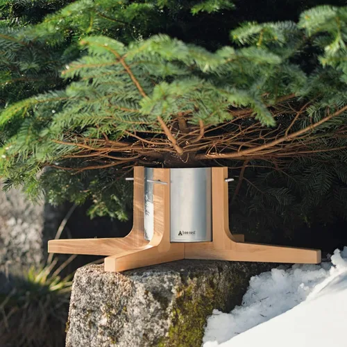 Vista 9 de Tree Nest Base de soporte para árbol de Navidad para árbol real de hasta 7 pies, soporte plateado para árbol de Navidad, estable para decoración