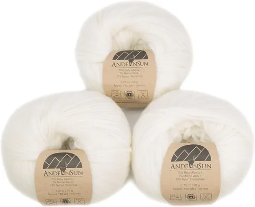 Vista 9 de Juego de 3 hilos de lana merino de alpaca bebé [426 yardas en total] gris claro, #4 peinado