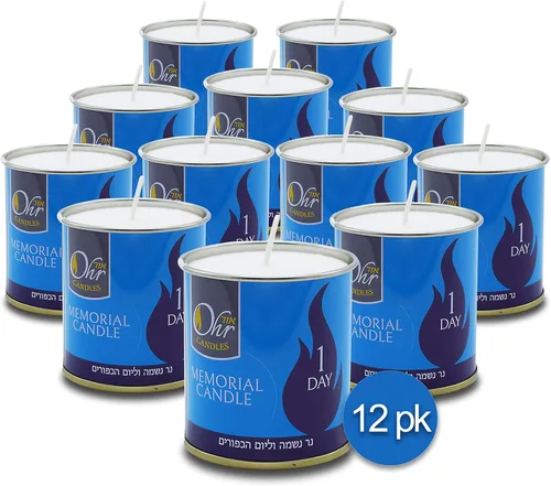 Vista 7 de Vela Yahrzeit de 1 día – Paquete de 6 – 24 horas Kosher Yahrtzeit Memorial y Yom Kippur vela en soporte de taza de lata