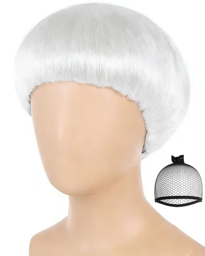 Vista 10 de ANOGOL Peluca corta negra con corte de tazón para hombre, con flequillo Negro