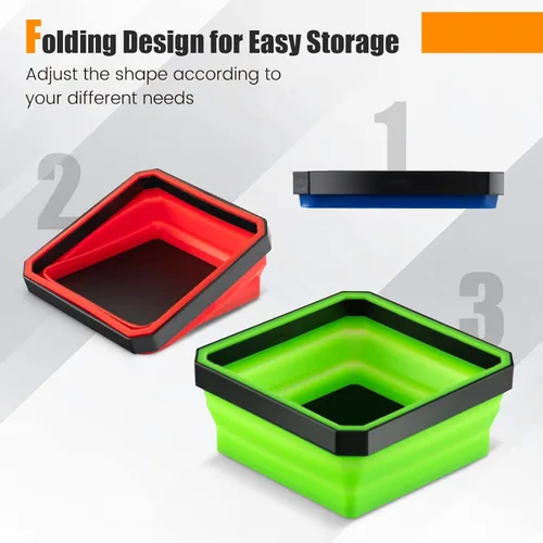Vista 2 de Goplus Bandeja plegable magnética, paquete de 4 cuencos plegables de silicona para piezas pequeñas, tornillos, pernos, tuercas, pasadores, juego