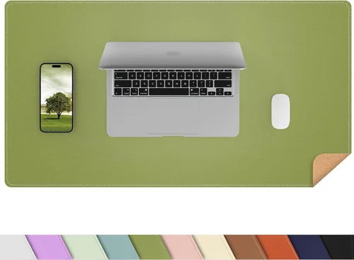 Vista 52 de Protector de escritorio de cuero, tapete de escritorio grande con corcho natural y cuero PU, alfombrilla para mouse, alfombrilla de escritorio