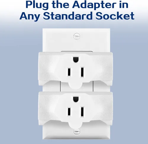 Vista 4 de Adaptador de pared de 3 tomacorrientes en forma de T, extensor de enchufe de 3 clavijas con conexión a tierra, 125 V 1875 W, enchufe de pared