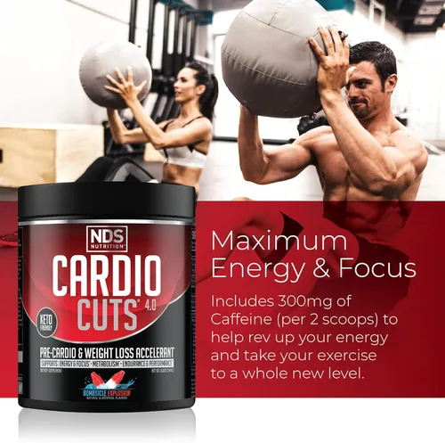 Vista 6 de Cardio Cuts NDS Nutrition 4.0 Suplemento de preentrenamiento – Pérdida de peso avanzada y fórmula precardiovascular con L-carnitina, CLA, MCTs