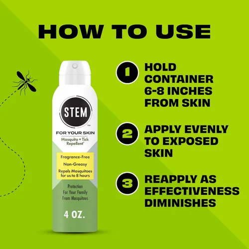 Vista 5 de STEM Spray repelente de mosquitos y garrapatas, protección de picaridina sin fragancia, 4 onzas