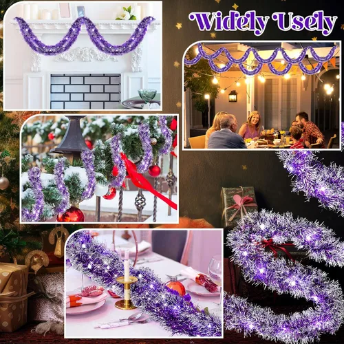 Vista 44 de Ceenna 4 guirnaldas de oropel de Navidad de 32.8 pies con 100 luces LED de 32.8 pies para colgar en la pared, árbol de Navidad, decoración