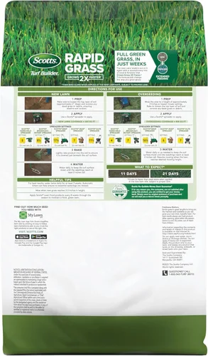 Vista 2 de Scotts Turf Builder Rapid Grass - Mezcla de festuca alta, semillas de hierba con fertilizante para césped completo y verde en solo semanas, 2.4