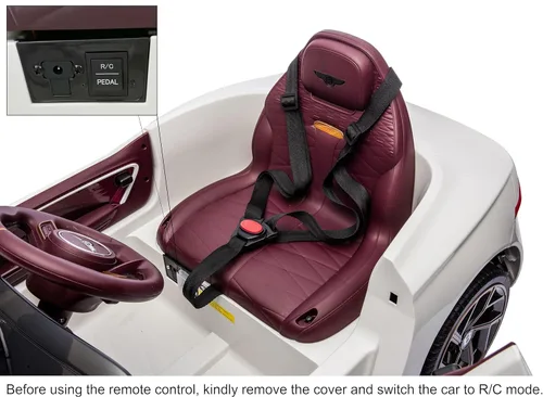 Vista 3 de Rock Wheels Bentley Bacalar - Auto de juguete para niños con licencia de 12 V, recargable, 4 ruedas, con control remoto parental, pedal de pie, 2