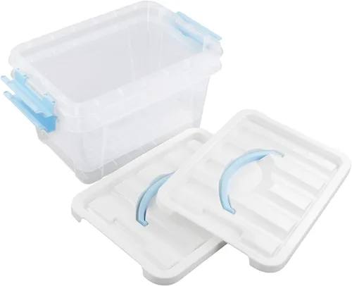 Vista 6 de Gloreen Contenedores de almacenamiento transparentes de 6 cuartos de galón con tapa y mango azul, caja de almacenamiento de plástico multiusos, 2