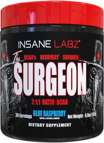 Insane Labz The Surgeon BCAA - Polvo de recuperación de aminoácidos de cadena ramificada, bebida posentrenamiento para recuperación muscular, 30