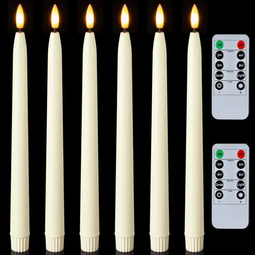 Vista 18 de Homemory 6 velas cónicas cerosas sin llama con control remoto, velas parpadeantes que funcionan con pilas, velas falsas LED altas para el hogar