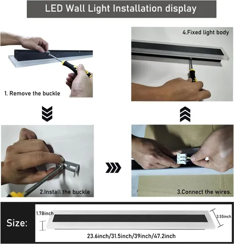 Vista 6 de Paquete de 2 luces LED de pared modernas para exteriores de 59 pulgadas, 45 W, impermeables, IP65, blanco cálido, 110 V, lámpara de pared