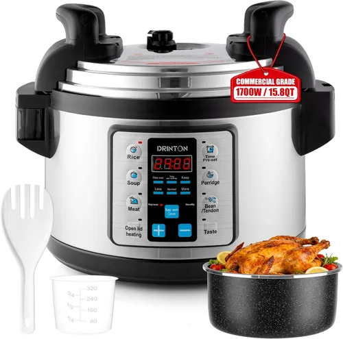 Vista 9 de Olla a presión comercial de 12 L/12.8 cuartos de galón, olla a presión 10 en 1 con olla antiadherente, olla a presión eléctrica de 1400 W