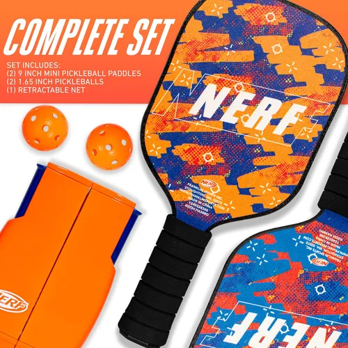 Vista 5 de NERF - Juego de pickleball de mesa, mini juego de pickleball de mesa, red retráctil de hasta 5 pies, se adapta a la mayoría de mesas