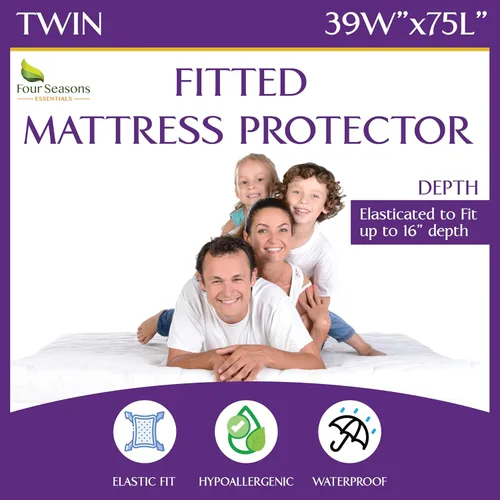 Protector de colchón impermeable tamaño individual - Estilo sábana ajustable - Cubierta hipoalergénica de calidad premium que protege contra el