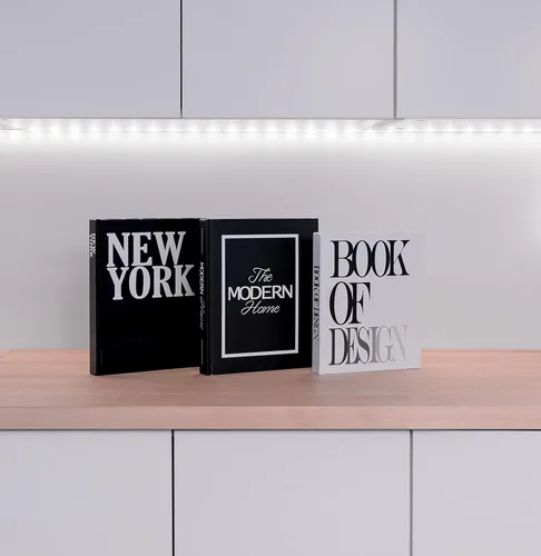 Vista 8 de Juego de 3 libros decorativos para el hogar – Libros de decoración de mesa de centro XL – Elegantes libros falsos/falsos – Moderno libro de tapa