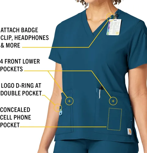 Vista 3 de Carhartt, Cross-Flex, camiseta hospitalaria, mediana, para mujer