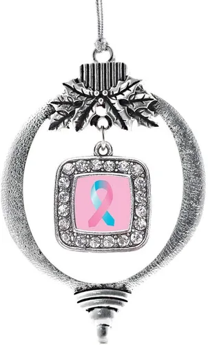 Vista 104 de Inspired Silver - Adorno de flor de iris - Adornos navideños con dije cuadrado de plata con joyas de circonita cúbica