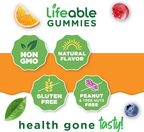 Vista 4 de Lifeable Gomitas de calcio con vitamina D3 Calcio 500 mg D3 1000 UI Suplementos de fuerza ósea de gran sabor para la salud ósea Gomitas