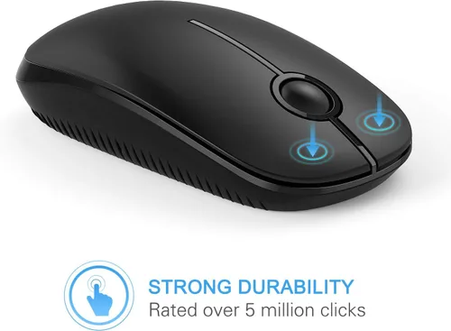 Vista 2 de VssoPlor - Mouse inalámbrico 2.4 G, delgado y portátil con nanorreceptor, para PC, laptop, computadora, negro