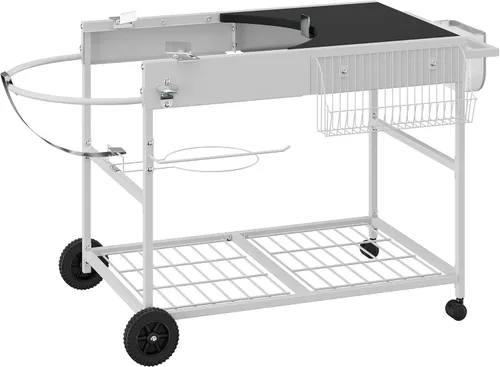 Vista 8 de JY QAQA Mesa de parrilla para Weber 22" y 18" Original Kettle, carrito de soporte para Jumbo Joe, Master-Touch, parrillas de carbón Performer