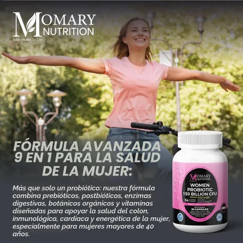 Vista 8 de Complejo biológico 9 en 1 para mujeres – 150 mil millones de probióticos UFC con 34 cepas diversas, prebióticos orgánicos, postbióticos, enzimas