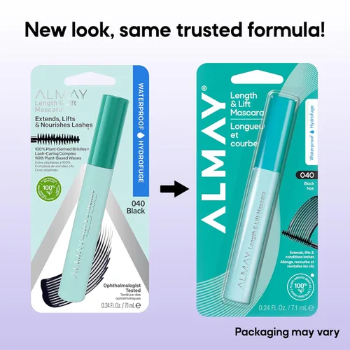 Vista 6 de Almay, máscara de alargamiento impermeable para levantamiento de volumen, maquillaje de ojos, hipoalergénico y sin fragancia, 030 impermeable, negro